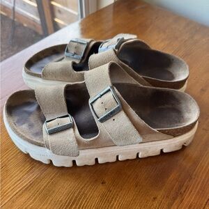 Arizona Papillio suede platforms, silver buckles size 40